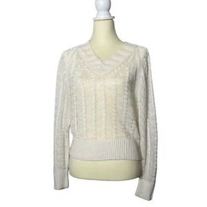 Theory weißer Sag Harbor strukturierter Pullover Leinenmischung Pullover Damengröße Small - Bild 1 von 16