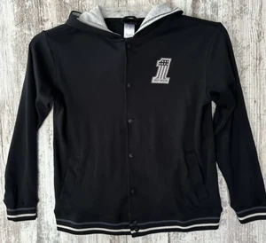 HARLEY DAVIDSON Youth Size 12/14 Black Hooded Snap Front Jersey Sweatshirt - Picture 1 of 6