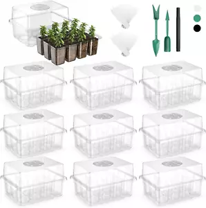 120 Cells Reusable Seed Starter Tray 10 Pack Seedling Starter Kit for Greenhouse - Picture 1 of 12