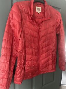 Arabella & Addison Women Light Puffer Zip Jacket size 14 Red 90%down 10%feathers