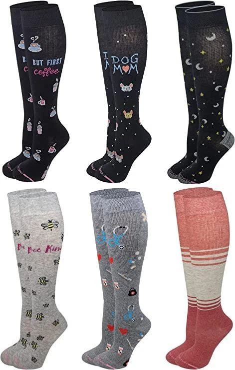 Dr. Motion Mujer 6 Pares Surtidos Estampado Graduado Compresión Calcetines Hasta la Rodilla Foto 1 de 1