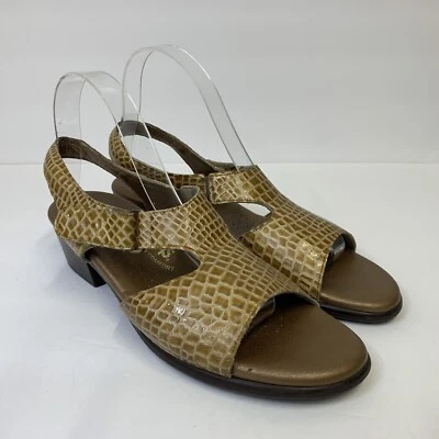 SAS Suntimer Gold Patent Leather Reptile Slingback Sandals Women's Size 7.5  - Image 1 of 4