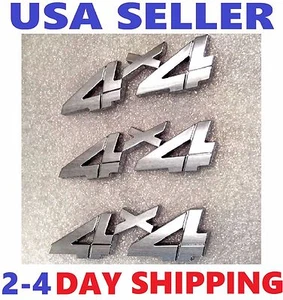 3X Chrome 4X4 QUALITY EMBLEM 4 X 4 Old logo decal BADGE Ornament FIT ALL CARS - Picture 1 of 12