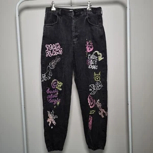 Bershka Jogger Jeans Graffiti Print Vintage Style USA 8 | EUR 40 | MEX 30 - Picture 1 of 9