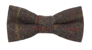 Pajarita de tweed de lana Gascoigne marrón oliva rojo amarillo para hombre - Imagen 1 de 2