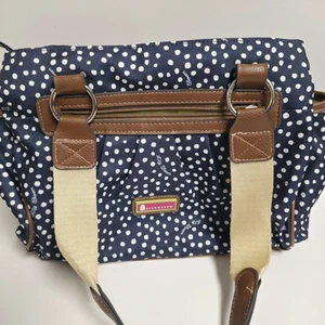 Lily Bloom marineblau weiß gepunktet mehrere Fächer Schulterriemen Damen Handtasche - Bild 1 von 16