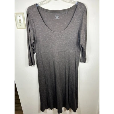 Vestido Toad & Co M Marrón Sutil Rayas Algodón Orgánico Tencel Spandex Manga 3/4 Foto 1 de 4