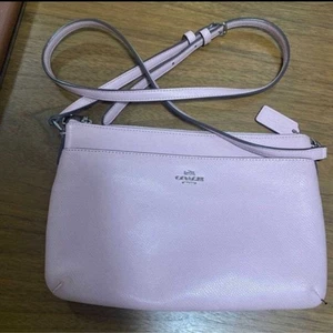 COACH Shoulder Bag Crossbody Logo Leather Pink women's USED FROM JAPAN - Picture 1 of 5