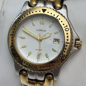 Vintage Men’s Lorus Divers Wrist Watch LR0271 Two Tone 39mm - New Battery - Picture 1 of 9