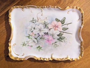 Bandeja de porcelana pintada a mano floral victoriana Haviland & Co French Limoges - Imagen 1 de 4