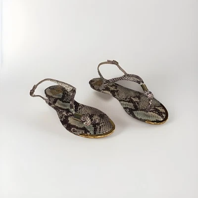 Dolce Vita Snakeskin Print Sandal With Gold Toe Size 9.5 - Image 1 of 4