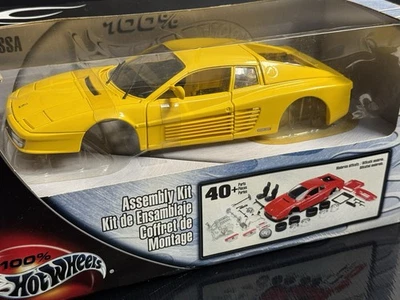 Hot Wheels 1:18 Yellow Die-Cast Metal Ferrari Testarossa assembly kit-new in box - Image 1 of 4