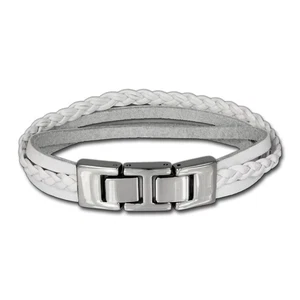 SilberDream Lederarmband Kordel weiß Edelstahl Leder Armband LAP003W - Bild 1 von 7