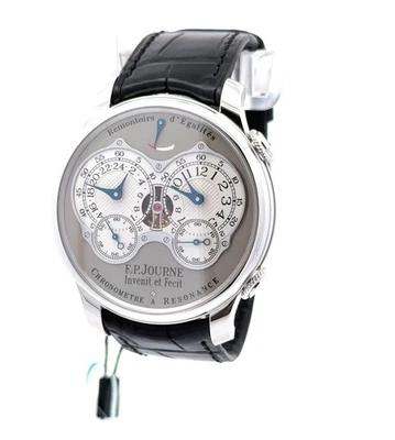 Relógio masculino F.P.Journe cronômetro de ressonância pulseira preta, mostrador cinza - Imagem 1 de 4