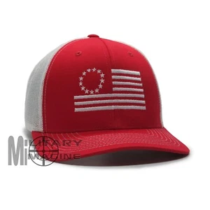 Betsy Ross Flag hat Red / White cap Trucker Mesh Tactical Operator Snapback - Picture 1 of 5