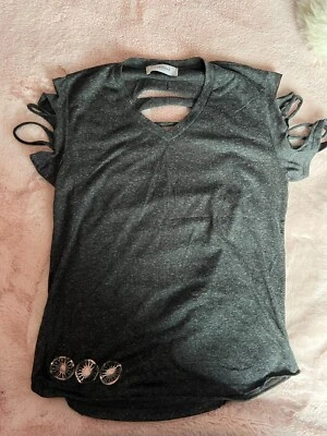 Top SoulCycle Gris Claro Rasgado (Pre-Amado) Talla M Foto 1 de 3
