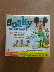 Vintage Walt Disney SOAKY Soap Bars Col. Palmolive Co. 24 In Box w/ Poster - Picture 1 of 9