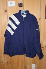 Adidias Jacket Mens Large Blue Nylon Windbreaker Zip Up Vintage 90s Cut and Sew