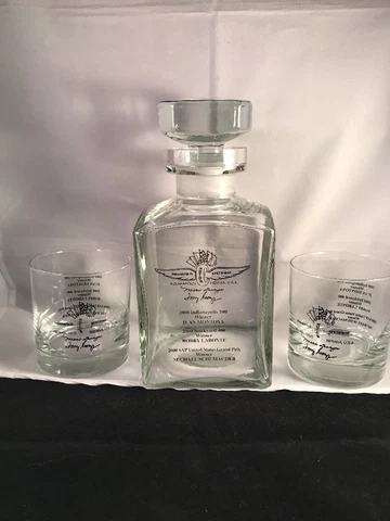 2000 Indianapolis 500 Speedway Brickyard 400 USGP F-1 Decanter & Glasses TIFFANY Cover