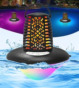 Bluetooth Pool Speaker with LED Flame Light and RGB Lights, Floating Hot Tub Spe - Picture 1 of 8
