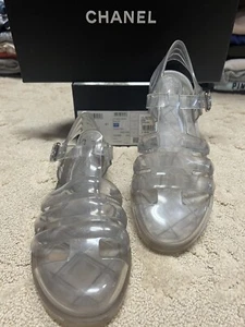 Chanel Gladiator Transparent PVC Interlocking CC Logo Sandals SZ 41 With Box - Picture 1 of 9