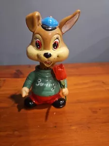 Vintage Wind Up Tin Toy Bunny - Trade Mark Alps - Made in Japan FREE SHIPPING - Picture 1 of 3