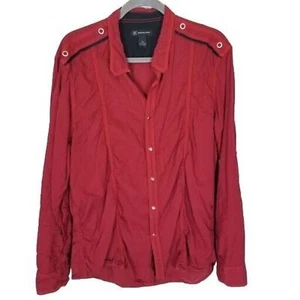 INC International Concepts Mens XL Red Long Sleeves Snap Front Shirt Collared - Picture 1 of 7