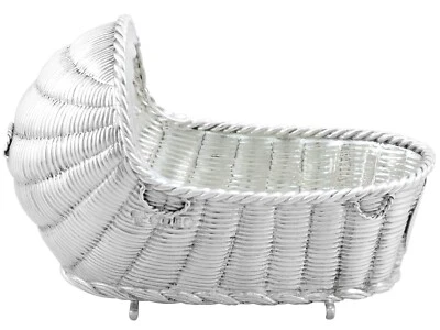 Antico piatto culla/bassetto vittoriano in argento sterling 1871 - Immagine 1 di 4