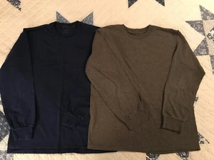 Boys Fluit Of The Loom L 10-12 Long Sleave Shirts Lot Blue & Gray - Picture 1 of 6