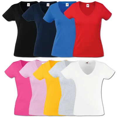 FRUIT OF THE LOOM DAMEN T-SHIRT V-NECK VALUEWEIGHT V-AUSSCHNITT LADY-FIT XS-XXL - Bild 1 von 2
