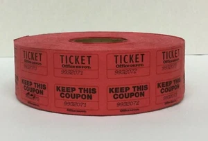 Cupón doble cupón de rifa festival de carnaval, rojo, marca de depósito de oficina 1900 - Imagen 1 de 4