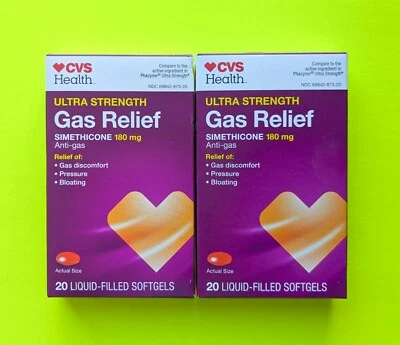 CVS Health Ultra Strength Gas Relief Simethicone 180mg 20ct - Lote de 2 Foto 1 de 3