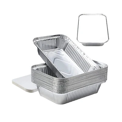 Takeaway Food Aluminium Foil Containers with Lids Catering No. 6a Approx 660 gm - Image 1 of 4
