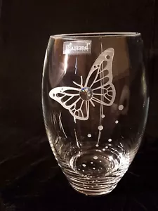 Glas Vase Valentinstag Swarovski Kristall & Sandgestrahlt Geschenk - Bild 1 von 7