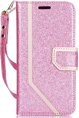 Toplive iPhone XR (6.1")  Premium Bling Pink Leather Wallet Case with Mirror - Image 1 of 3