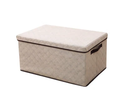 NNEAGS Extra Large Beige Non-Woven Diamond Quilt Grid Fabric Storage/Organizer B - Image 1 of 4