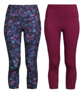 Avia Womens Active High Rise Performance Capri Pants Purple Multicolor Size XXL - Picture 1 of 9