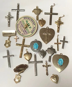 Lot of 24 NEW OLD STOCK Christian Jewelry CRUCIFIX Crosses ENAMEL CATHOLIC MEDAL - Picture 1 of 11