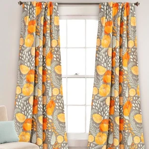 Half Moon Lush Decor 52” Yellow & Gray Poppy Garden Window Curtains - Picture 1 of 2