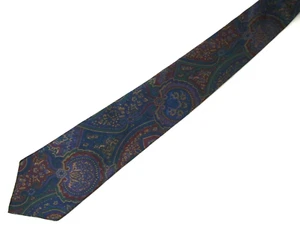 Geoffrey Beene Herren-Krawatte marineblau rot grün Paisley Seide 56" kurz - Bild 1 von 4