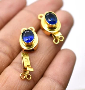 1 Pc Tanzanite Multi Strand Box Clasp 2 Strand 18k Gold Plated - Picture 1 of 4