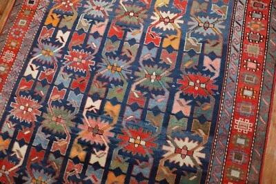 Антикварный кавказский карабахский казахский ковер размер 4 фута x 7 футов 1 дюйм - Изображение 1 из 4