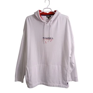 Nautica Competition Men’s Hoodie 3XL White Red Lined Hood NWT Cotton Blend Pullo - Picture 1 of 14