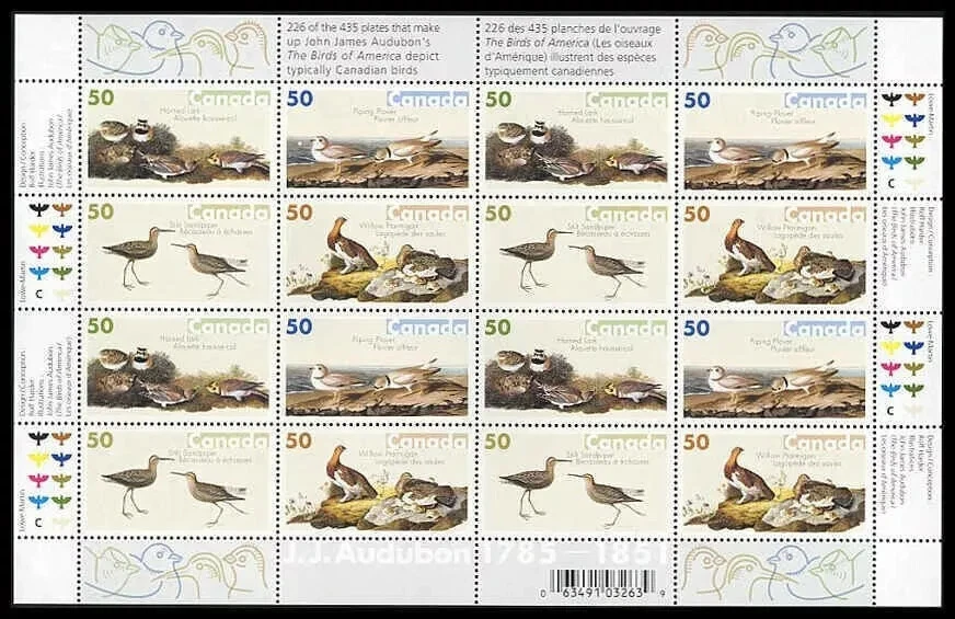 Canada - Scott 2095-2098 - Full Pane of 16 Stamps - John James Aubudon's Birds - Image 1 of 1