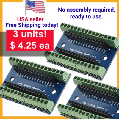 **3 units!** Screw Terminal Shield Breakout Expansion Board for Arduino Nano R3 - Image 1 of 4