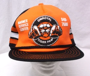 Uniroyal Tiger Paw Tires 3 Stripe Snapback Truckers Hat Barnes Service Center - Picture 1 of 4