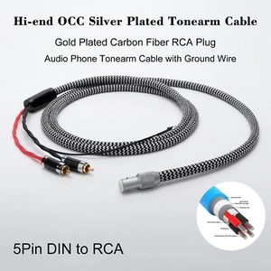 Hi-Fi 5 Pin DIN to 2 RCA Phono Wire Turntables Analog Cable LP Tonearm Cable - Picture 1 of 13