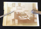 Antique Victorian 1890S Lady Working Desk Early Wood Wall Telephone Books Photo