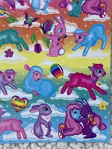 VTG Lisa Frank Easter Sticker Sheet #S254-05 Lamb Bunnies 1990s - Picture 1 of 5