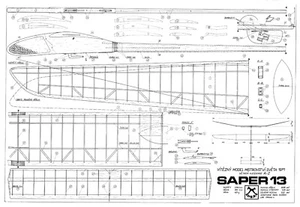 SAPER 13 A2 FREE FLIGHT GLIDER PLAN - Picture 1 of 1